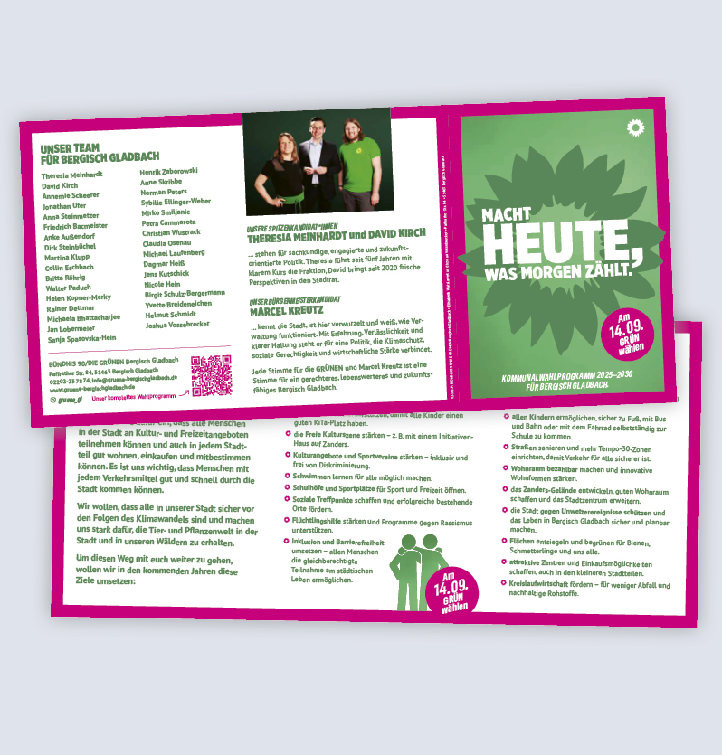 DIN A6-Folder Kurzfassung Wahlprogramm 2025-2030 für Bergisch Gladbach