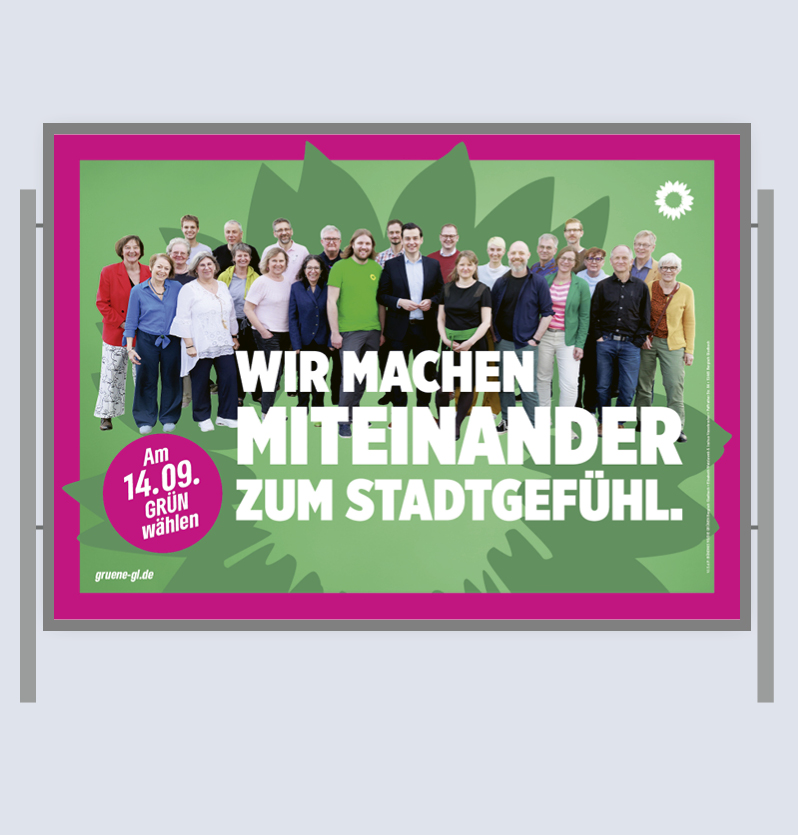 Großformatplakat „Wesselmann“ mit GRÜNEN-Team Bergisch-Gladbach